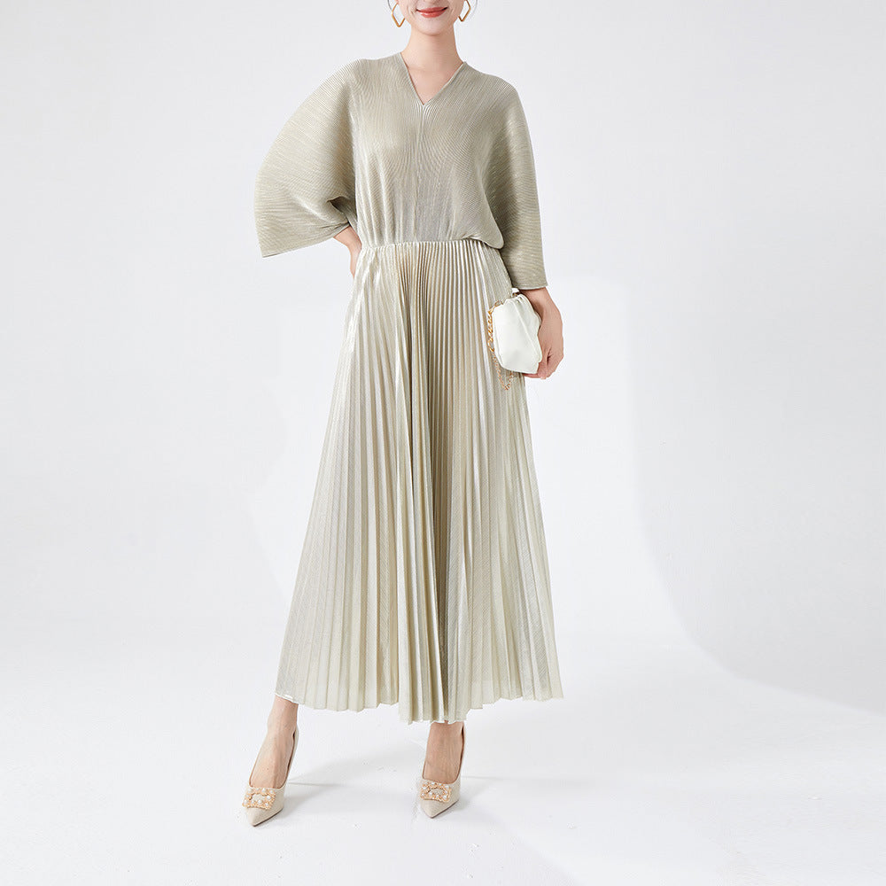 Women's Clothing V-neck Dress Pleated