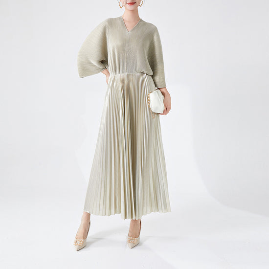 Women's Clothing V-neck Dress Pleated