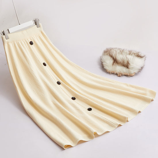 Knitted Pleated Thick Umbrella Skirt For Women