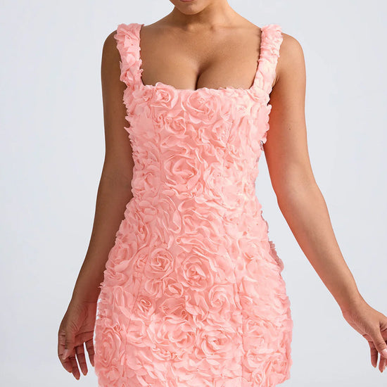 Square Collar Flower Slim Fashion Sleeveless Strap Dress