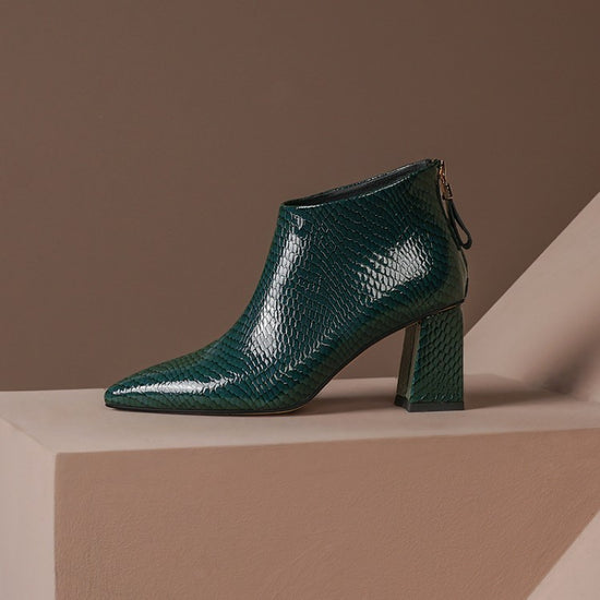 New Pattern Leather Ankle Boots