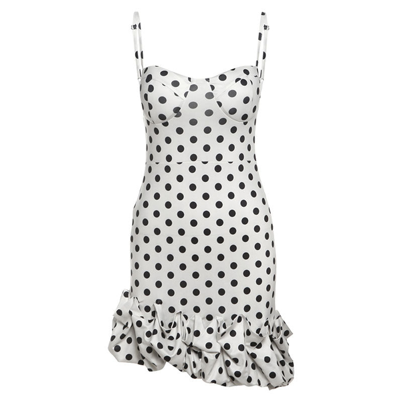 Women's Polka Dot Brace Waist Slim Fit Dress