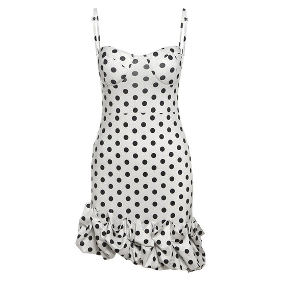 Women's Polka Dot Brace Waist Slim Fit Dress