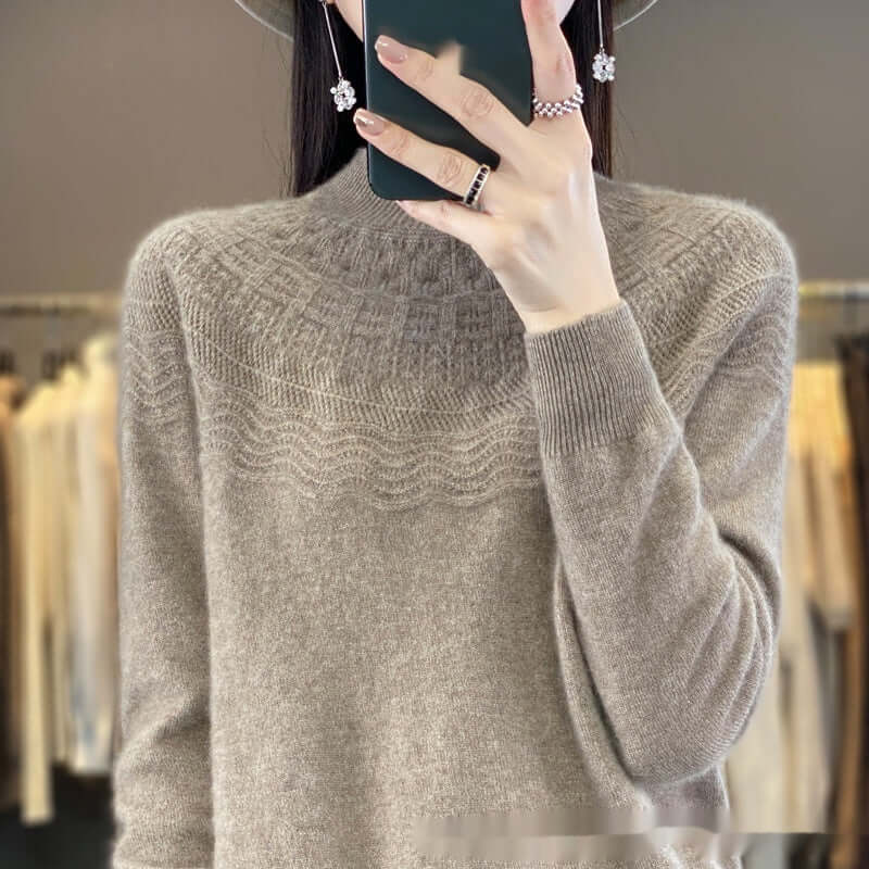 Half Turtleneck Slimming Wool Knitted Bottoming Shirt - Product information: Color: Raw Velvet Rice, purple velvet camel, warm white, light pink, fruit Green, Lake Blue, West purple, raspberry color, forest green, Size: s,M,L,XL,2XL Version: Regular Combi