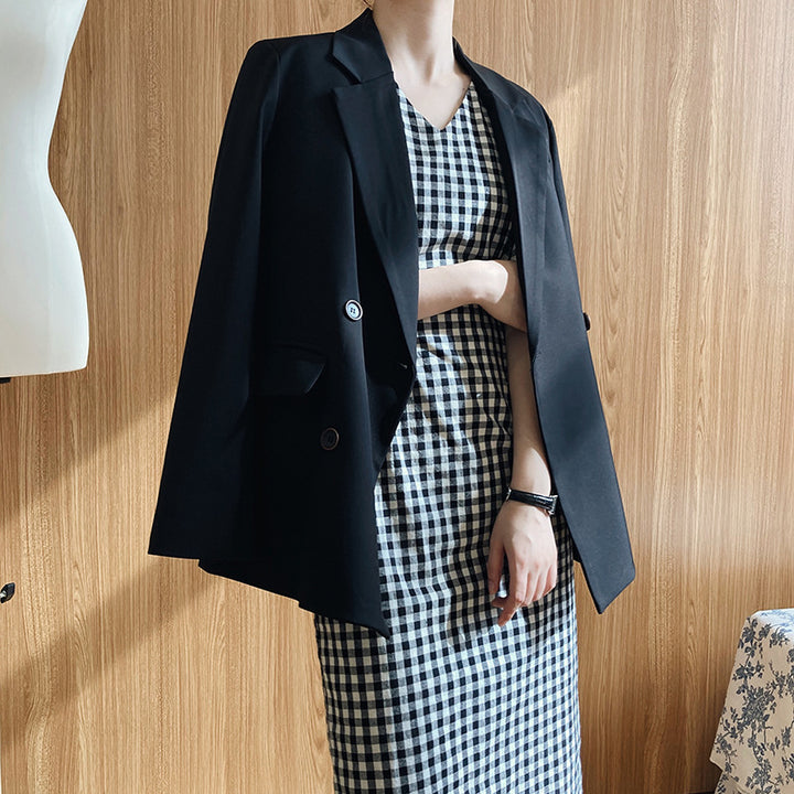 French Vintage Cotton Linen Black And White Plaid Dress
