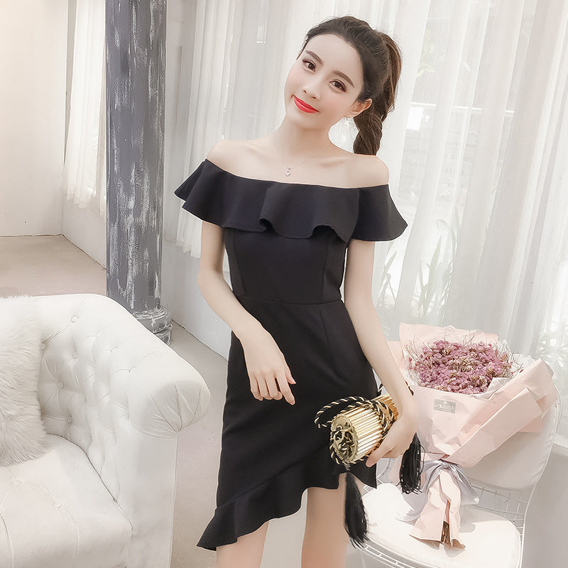 Summer Sexy Ruffled Shoulder Irregular Short Skirt Women