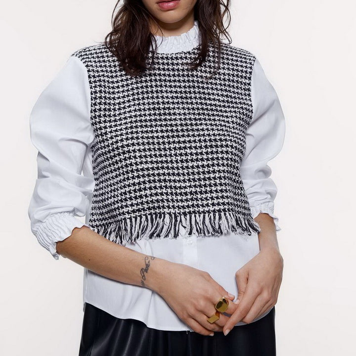 Tweed panel shirt
