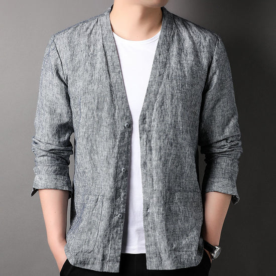 Long Sleeve V-neck Shirt Casual Outdoor Men's Tops