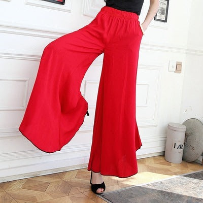 Women's high waist drape large size wide leg pants