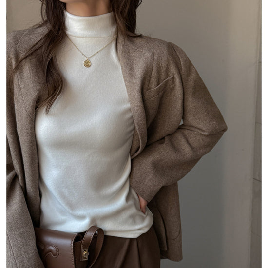 Women's Fashion Semi-high Neck Long Sleeve Base Shirt