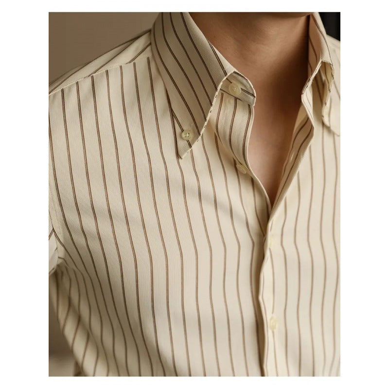 Men's Long Sleeve Fall Slim Fit Casual Striped Shirt