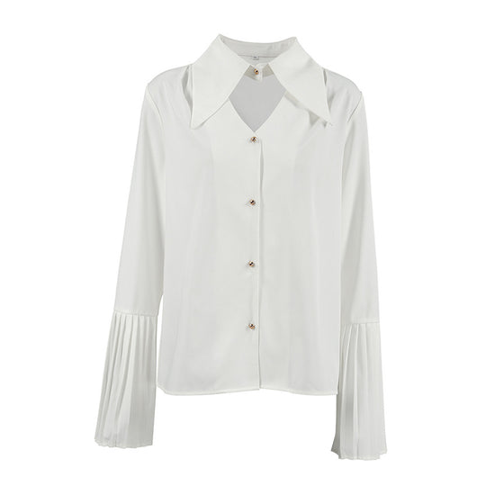 Long Sleeve Shirt Slim-fit Hollow-out Design For Women