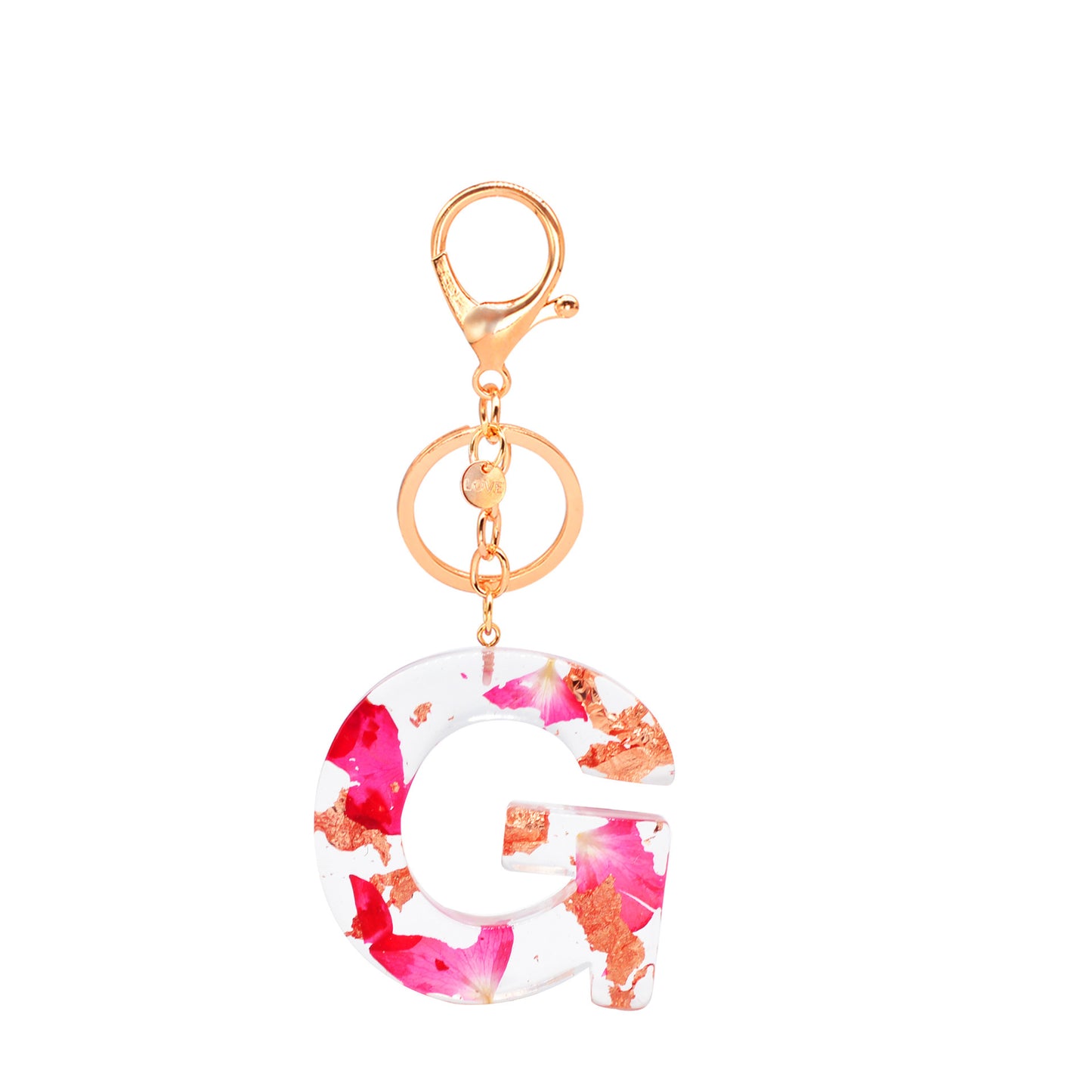 Petal Resin Keychain English Alphabet Pendant