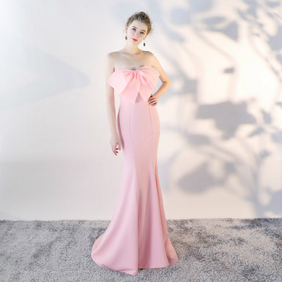 Female Solid Color Strapless Fish Tail Slimming Short Dress