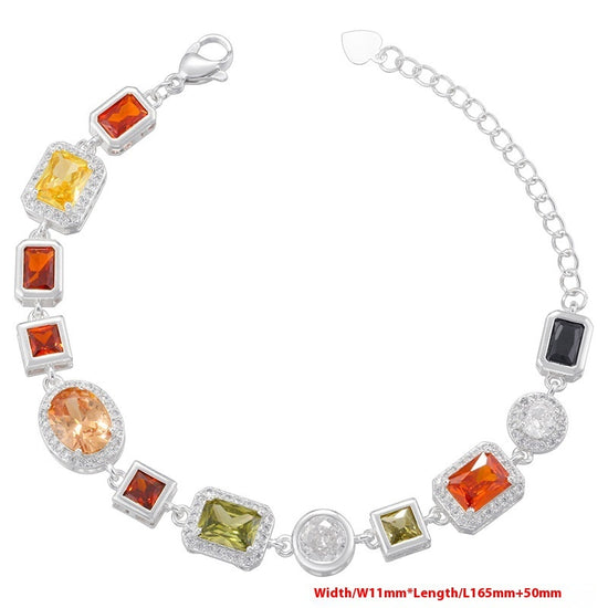 Temperament Entry Lux Diamond Square Bracelet And Necklace Set