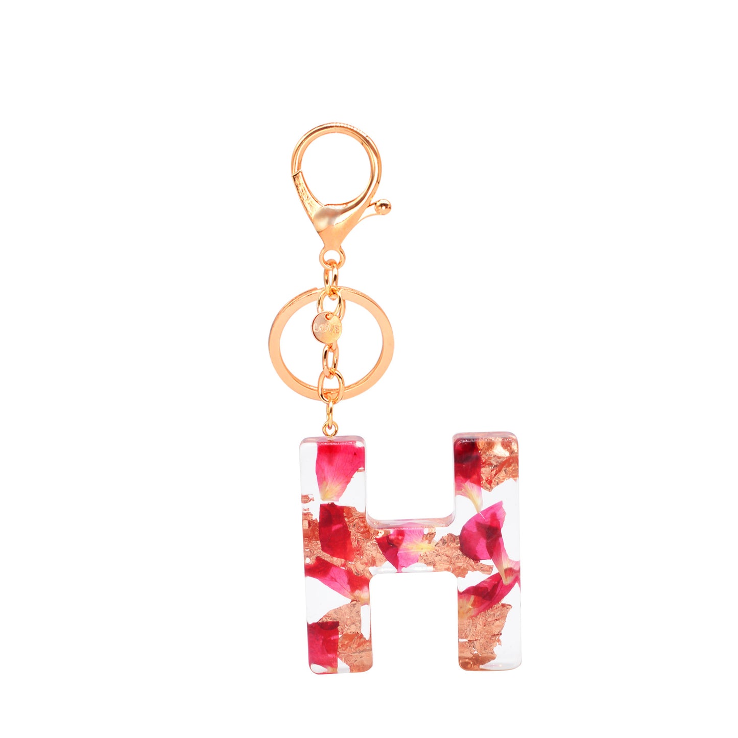 Petal Resin Keychain English Alphabet Pendant