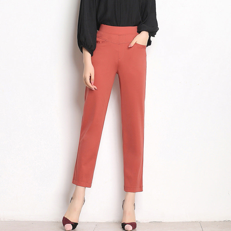 High Waist Knit Four-sided Stretch Straight