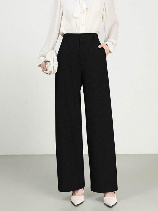 Cotton And Linen High Waist Suit Straight Wide-leg Pants