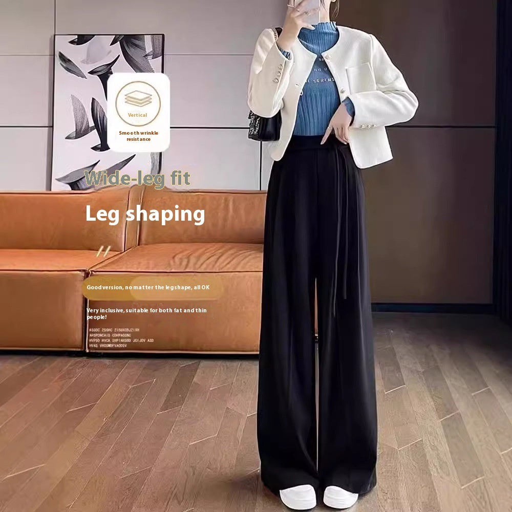 Gray Woolen Pants Women's Draping Thickened High Waist Slimming Loose