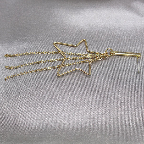 Japanese And Korean Geometric Star Tassel Chain Long Earrings