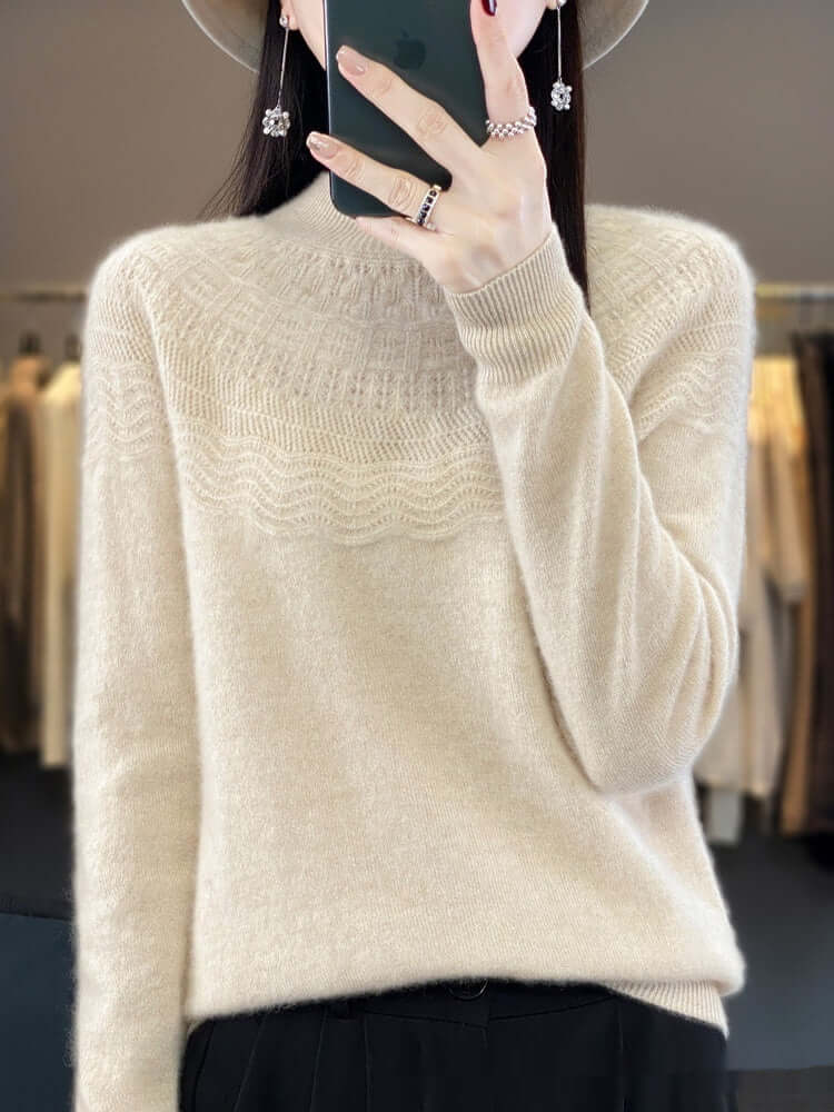 Half Turtleneck Slimming Wool Knitted Bottoming Shirt - Product information: Color: Raw Velvet Rice, purple velvet camel, warm white, light pink, fruit Green, Lake Blue, West purple, raspberry color, forest green, Size: s,M,L,XL,2XL Version: Regular Combi