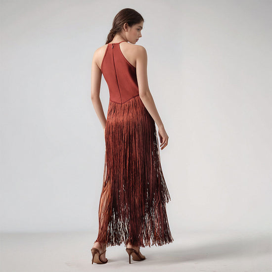 Tassel Sleeveless Waist Bandage One-piece Dress