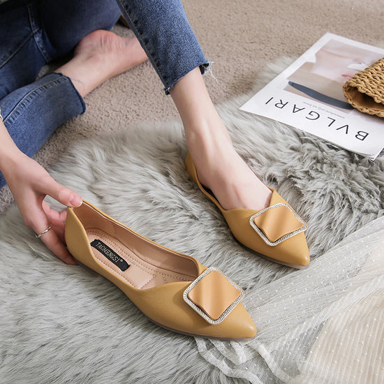 Women's Hollow Large Size Pointed Toe Flats