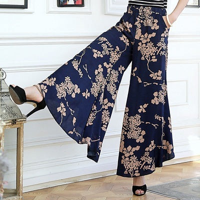 Women's high waist drape large size wide leg pants