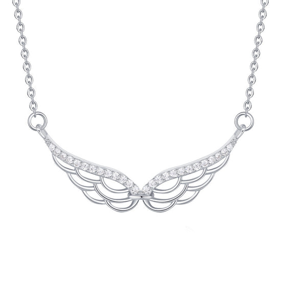 S925 Sterling Silver Angel Wings Pendant Necklace