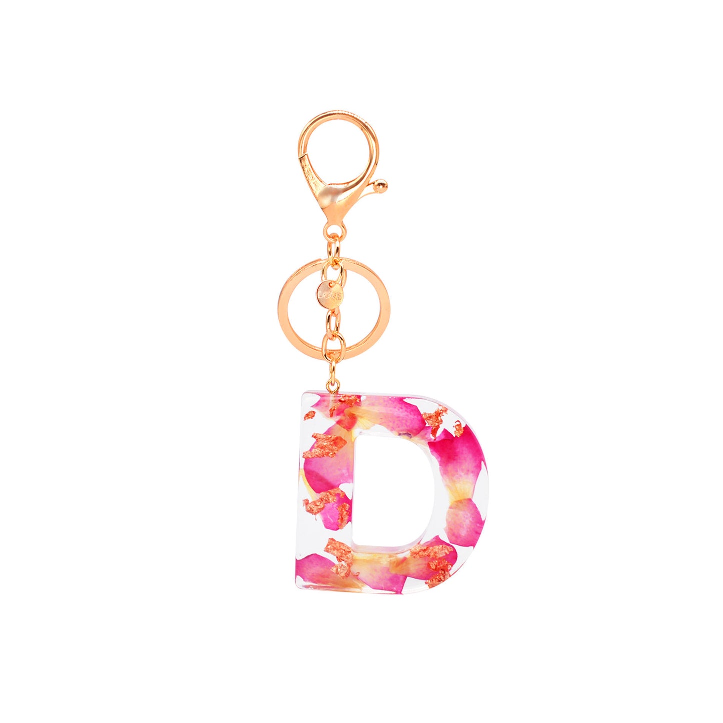 Petal Resin Keychain English Alphabet Pendant