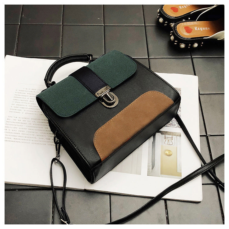 Fashion Frosted Cover Contrast Color Bag