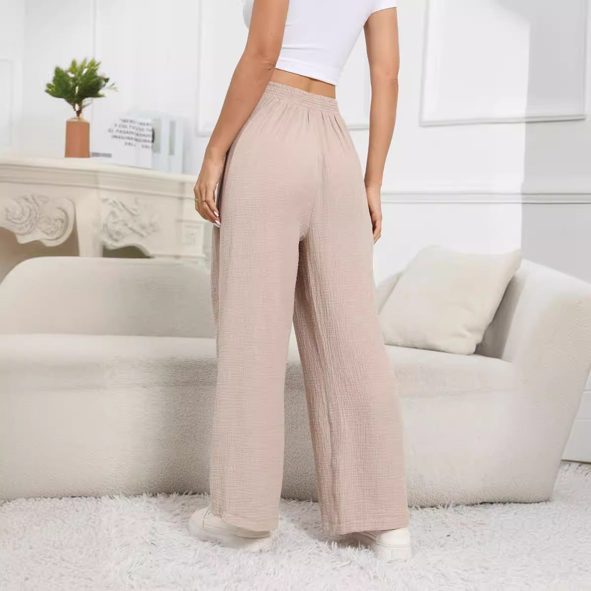 New Casual Loose Pockets Cotton And Linen Casual Pants