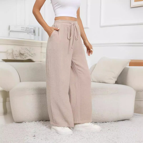 New Casual Loose Pockets Cotton And Linen Casual Pants