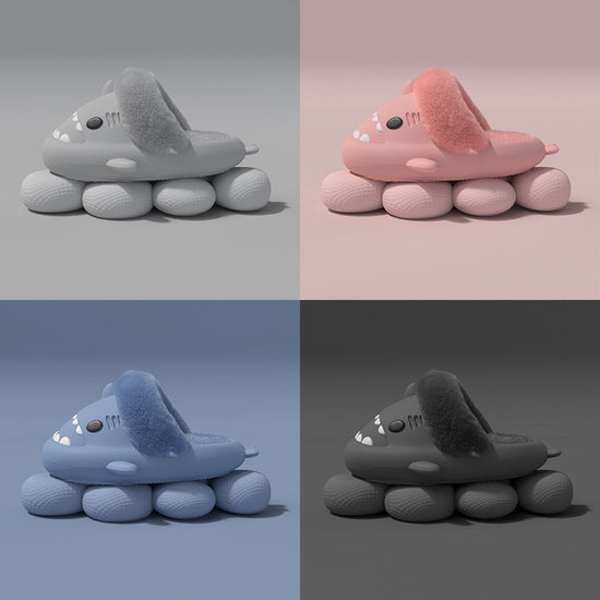 Winter Shark Slippers Detachable Warm Fuzzy Slippers Bedroom House Shoes Women