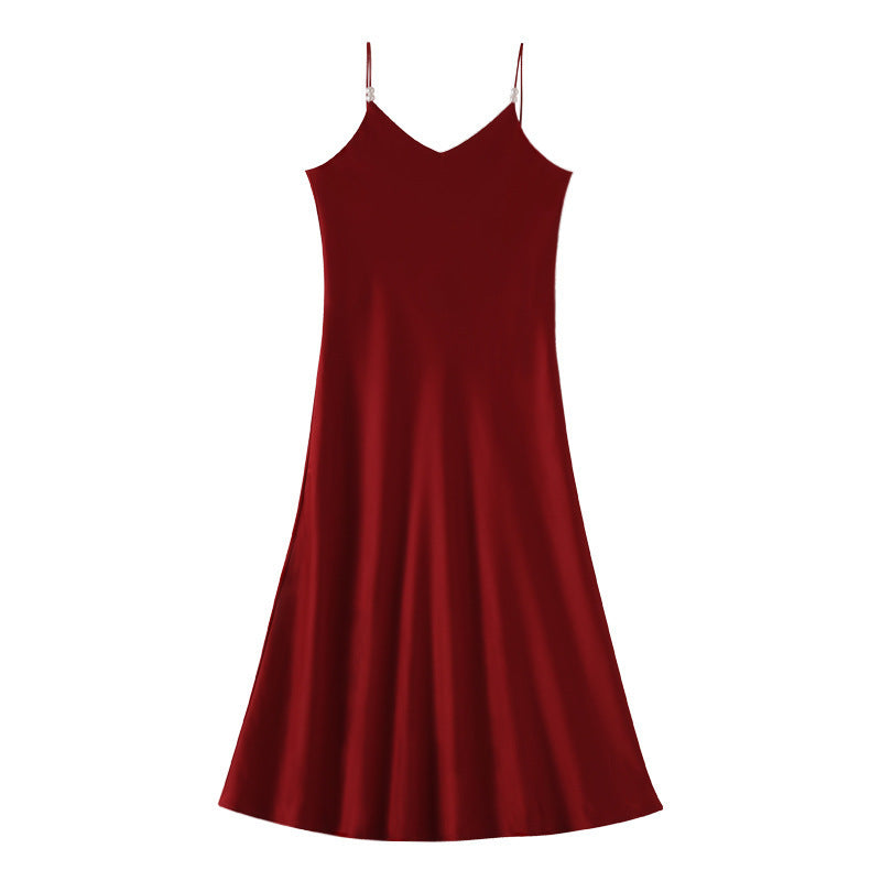 Spring And Summer New Silk Satin High-grade Suspenders Dress Women