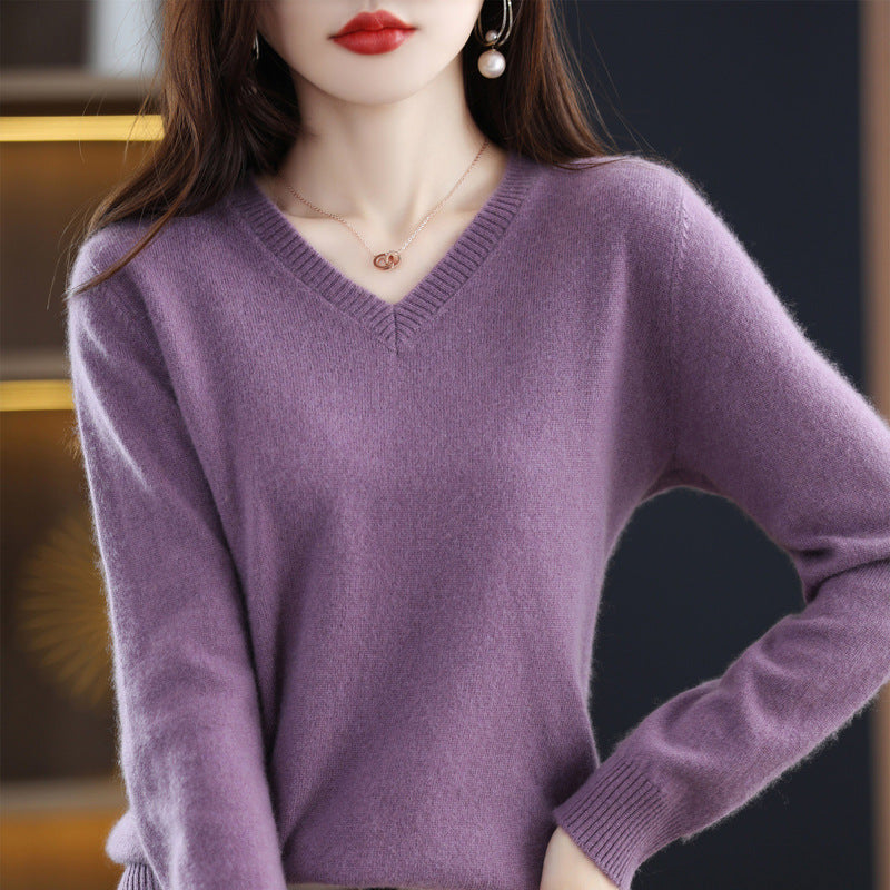 Women's Knitted Bottoming Shirt Versatile Cashmere Sweater Loose Outer Wear