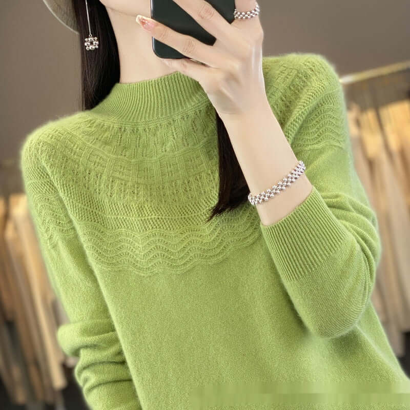 Half Turtleneck Slimming Wool Knitted Bottoming Shirt - Product information: Color: Raw Velvet Rice, purple velvet camel, warm white, light pink, fruit Green, Lake Blue, West purple, raspberry color, forest green, Size: s,M,L,XL,2XL Version: Regular Combi