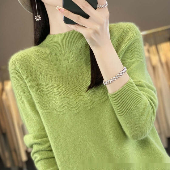 Half Turtleneck Slimming Wool Knitted Bottoming Shirt - Product information: Color: Raw Velvet Rice, purple velvet camel, warm white, light pink, fruit Green, Lake Blue, West purple, raspberry color, forest green, Size: s,M,L,XL,2XL Version: Regular Combi