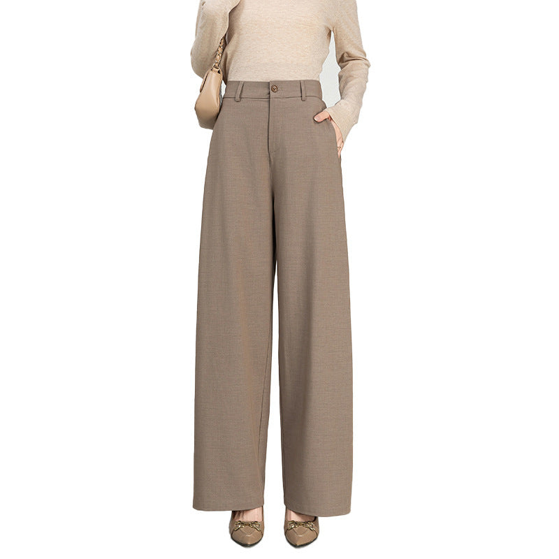 Cotton And Linen High Waist Suit Straight Wide-leg Pants