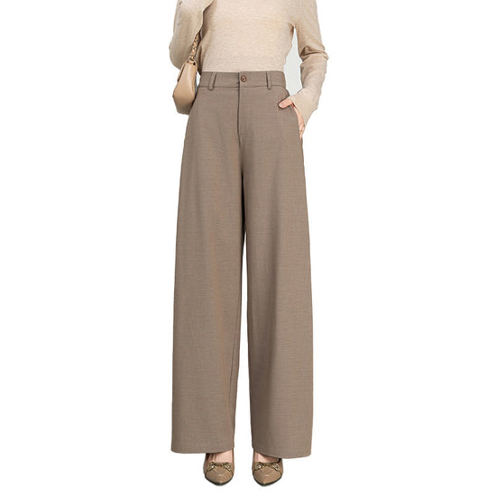Cotton And Linen High Waist Suit Straight Wide-leg Pants