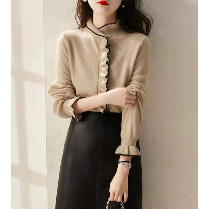 Velvet Stringy Selvedge Knitwear Cardigan For Women