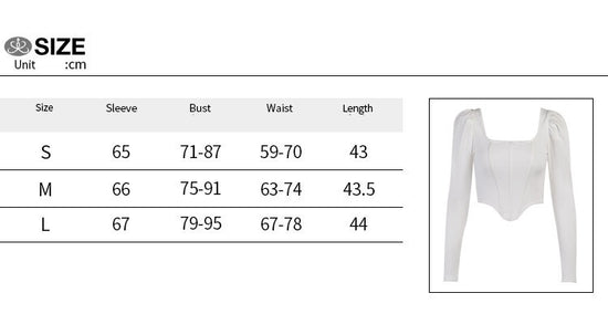 Collar Pure Desire Long Sleeve Sexy Puff Sleeve Fishbone Waist Short Top