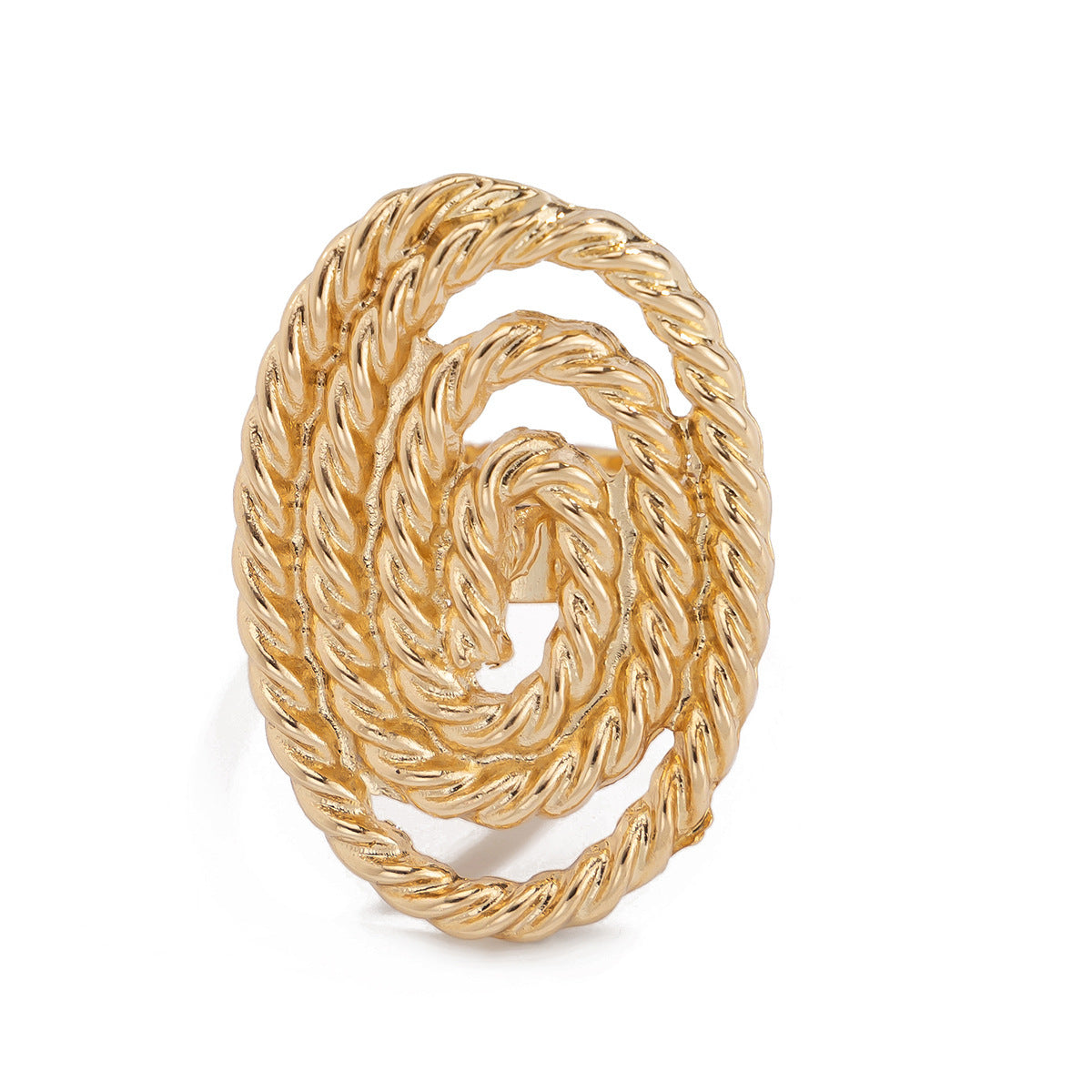 Alloy Winding Geometric Corrugated Pearl Ring