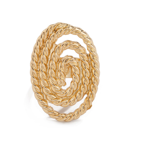 Alloy Winding Geometric Corrugated Pearl Ring