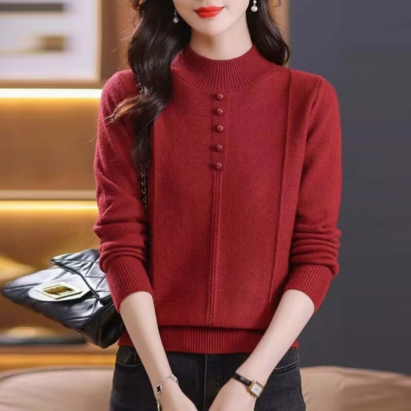 Half Collar Top Winter Inner Wear Sweater - Product information: Thickness: medium Fabric name: knitted Color: Orange, khaki, Brown, tobacco brown, red Sleeve type: regular sleeve Main fabric composition: polyester film fiber Size: M,L,XL,2XL Wearing styl