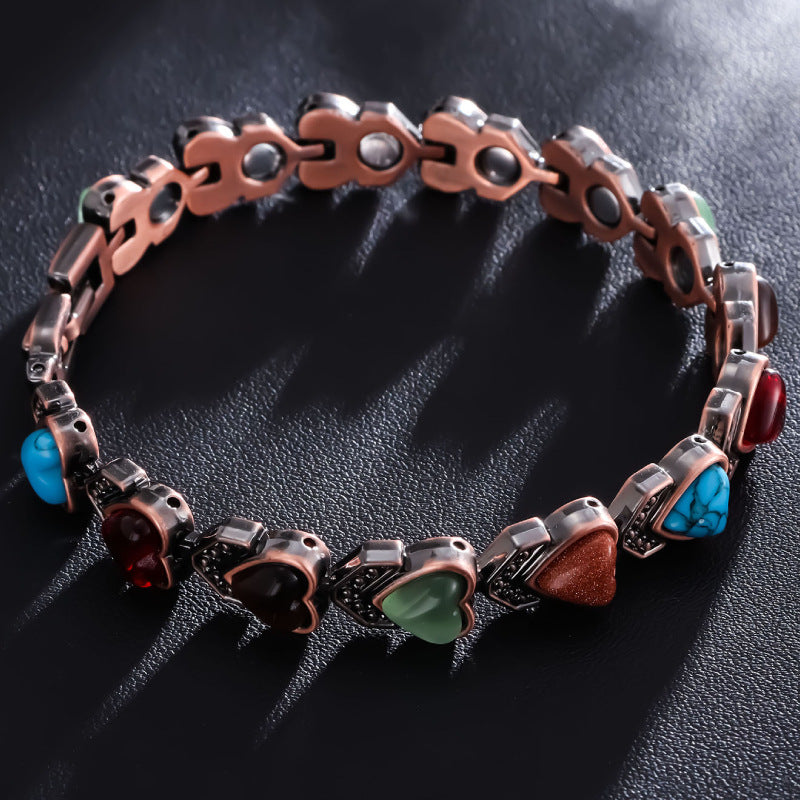Turquoise Magnet Bracelet Bronze Brushed Retro Creative