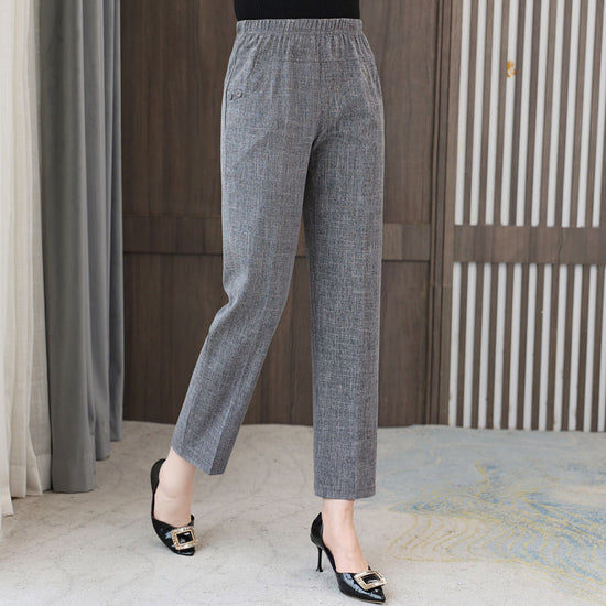 Pure Color Washed Cotton And Linen Cropped Pants