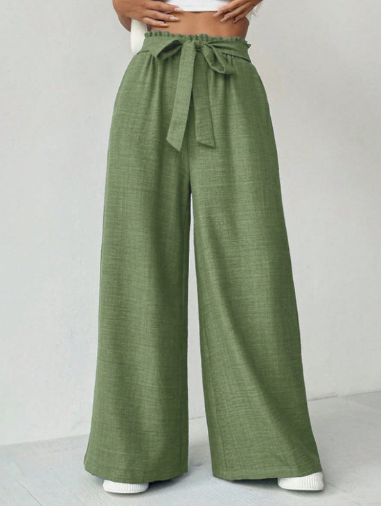 Adjustable High Waist Lace-up Knot Loose Trousers