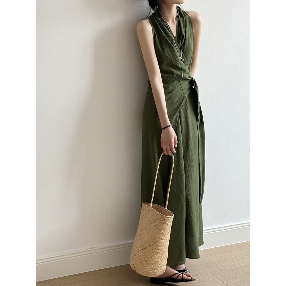 Temperament Waist-controlled Lace Up Slimming Long Dress