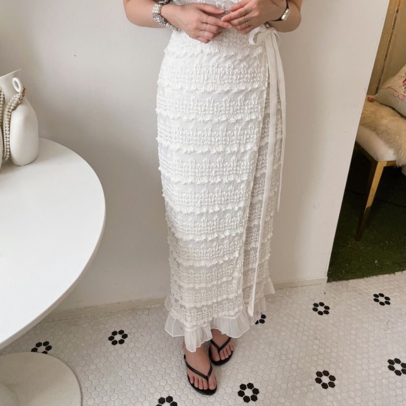 One-piece Lace Crochet Flying Sleeves Dress Female Summer Elegance V-neck